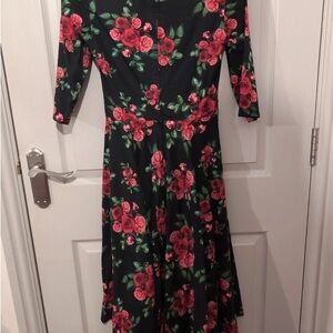 Floral Black and Red Dress
